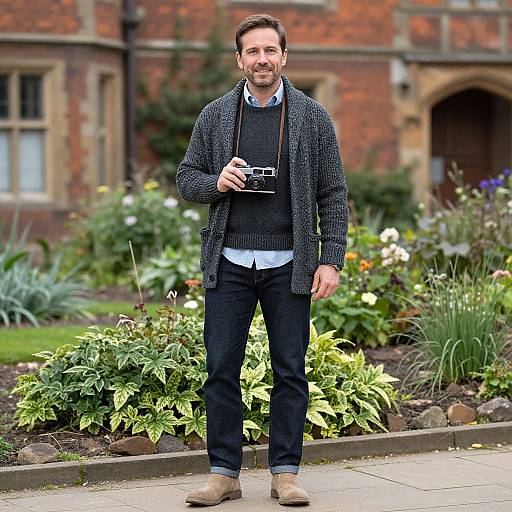 Stylish Man in Historic Garden