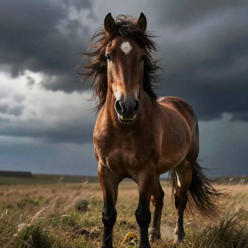 Przewalski Stallion Standing in Storm