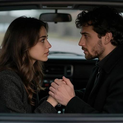 Couple Facing Each Other in Car