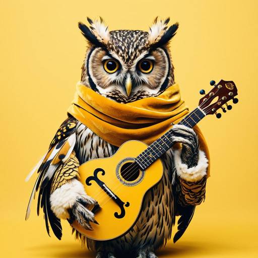 Whimsical Owl Playing Mandolin