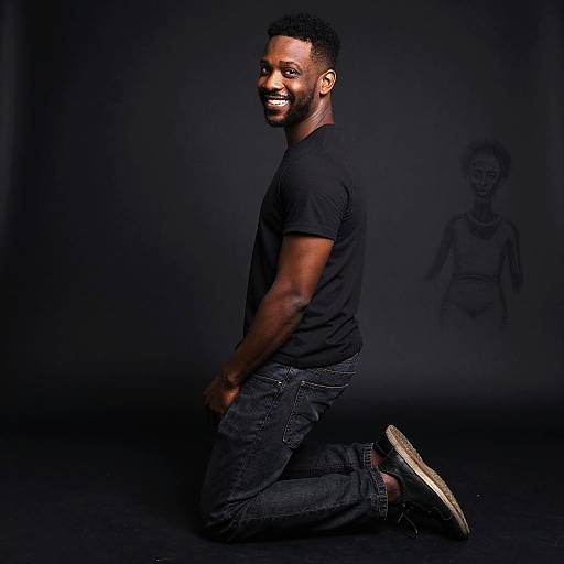 Caribbean Man in Basquiat Style Portrait