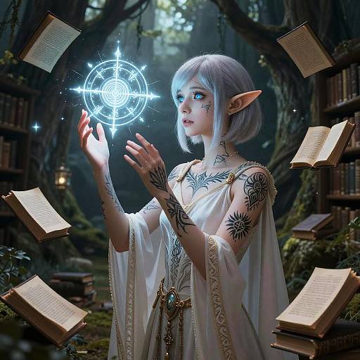 Twink Elf Mage in Arboreal Library
