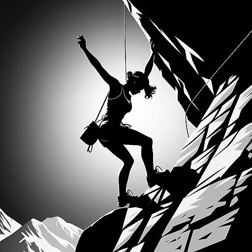 Retro Black and White Climber Poster Retro Black and White Climber Poster