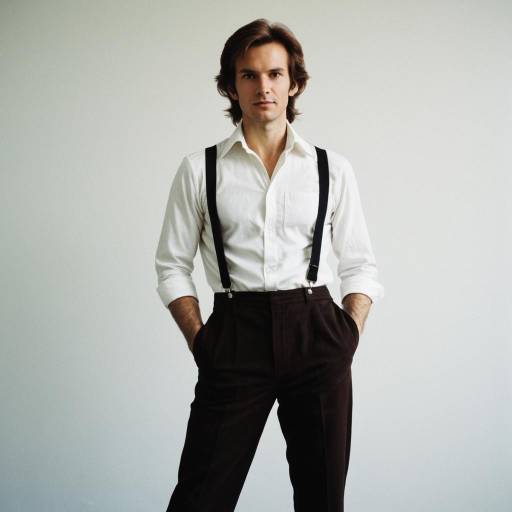 Man in Classic 1970s Outfit with Suspenders