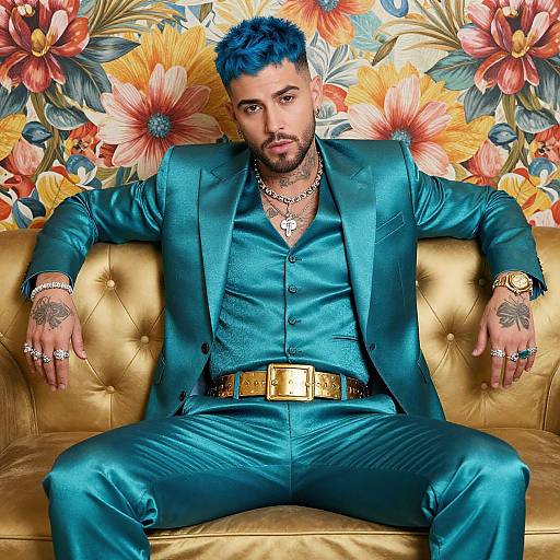 Stylish Young Man in Vibrant Suit