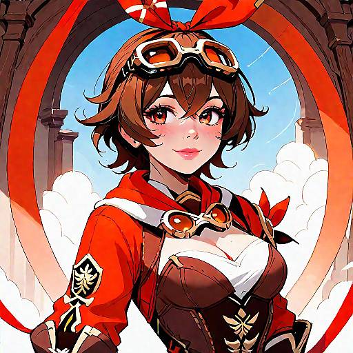 Amber Smiling with Ribbon and Goggles