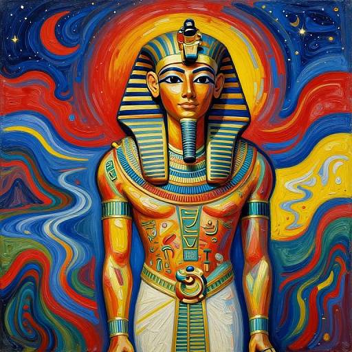 Abstract Fusion of Post-Impressionism and Egyptian Symbolism