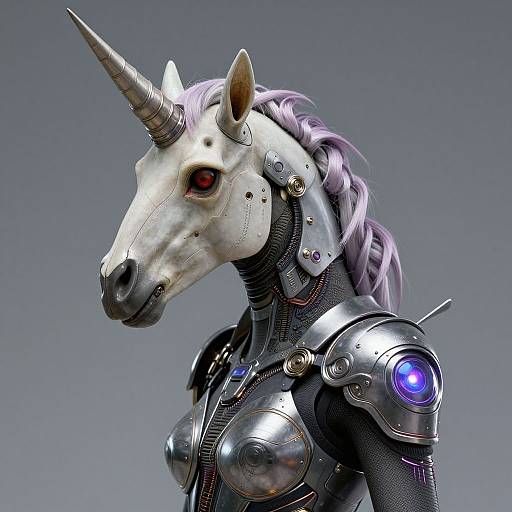 Cyberpunk Unicorn-Woman Hybrid Creature