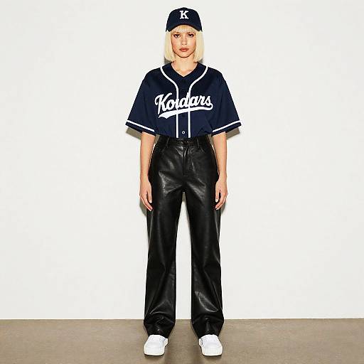 Athletic Young Woman in Baseball Jersey