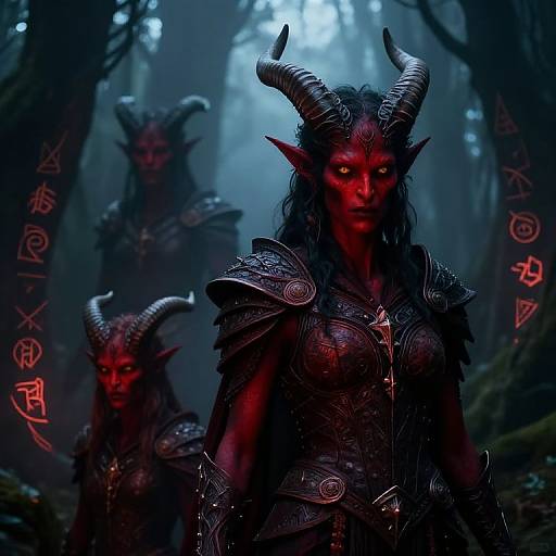 Mysterious Tiefling in Arcane Forest