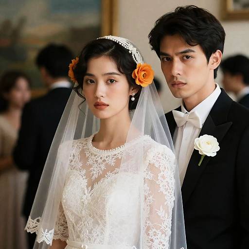 Elegant Couple in Lace and Suit Photography