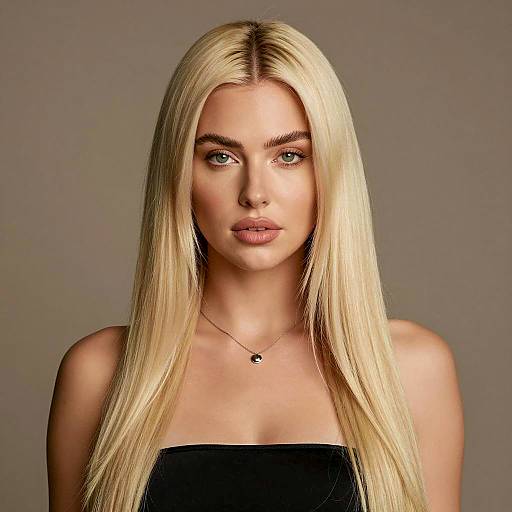 Portrait of Blonde Woman with Green Eyes