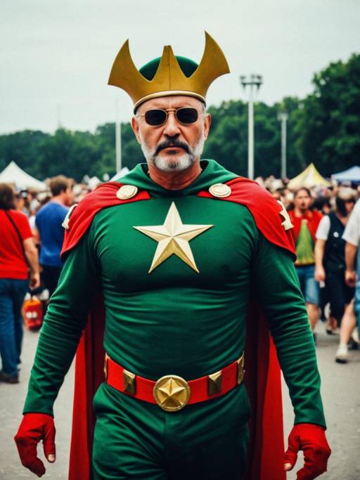 Man in Captain Chaos Costume at Festival