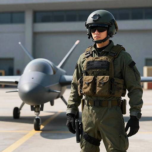 Elite Fighter Pilot with Advanced Drone