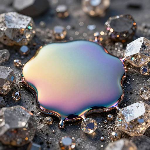 Iridescent Bismuth Crystals Melting