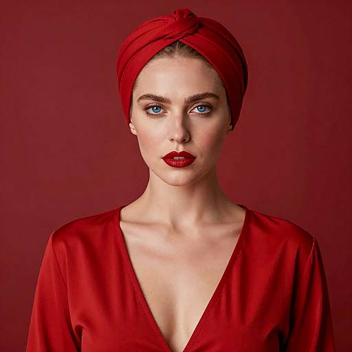 Confident Woman in Bold Red Outfit