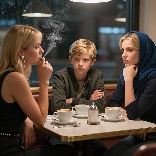 Dramatic Scene at a Diner Table