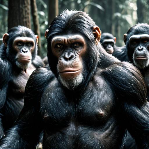Group of Apes in Forest