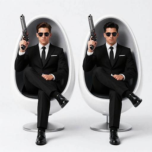 Futuristic Duo in Egg-Shaped Chairs