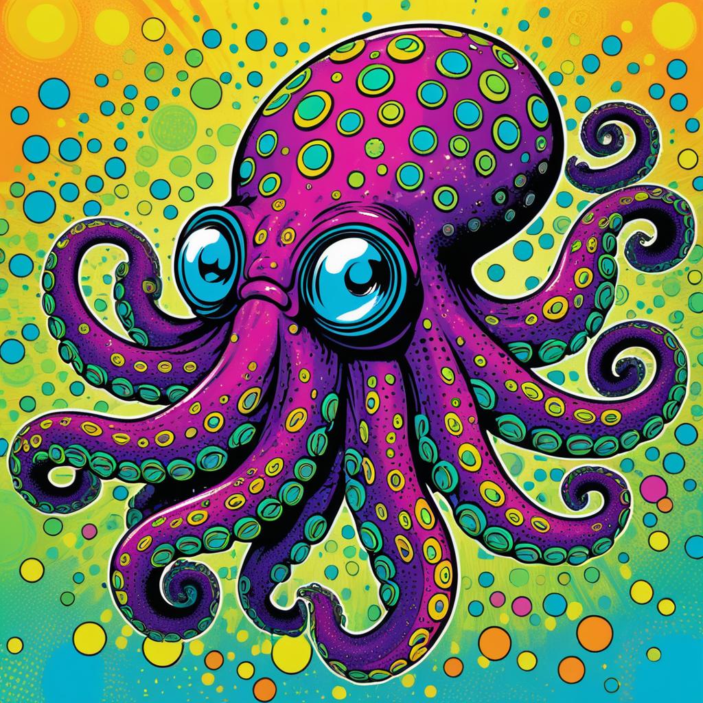 Playful Octopus Comic Art Illustration