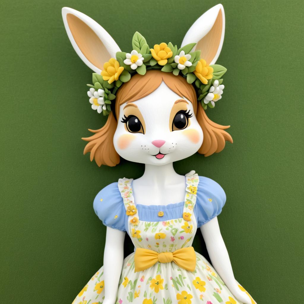 Charming Anthropomorphic Rabbit in Sundress