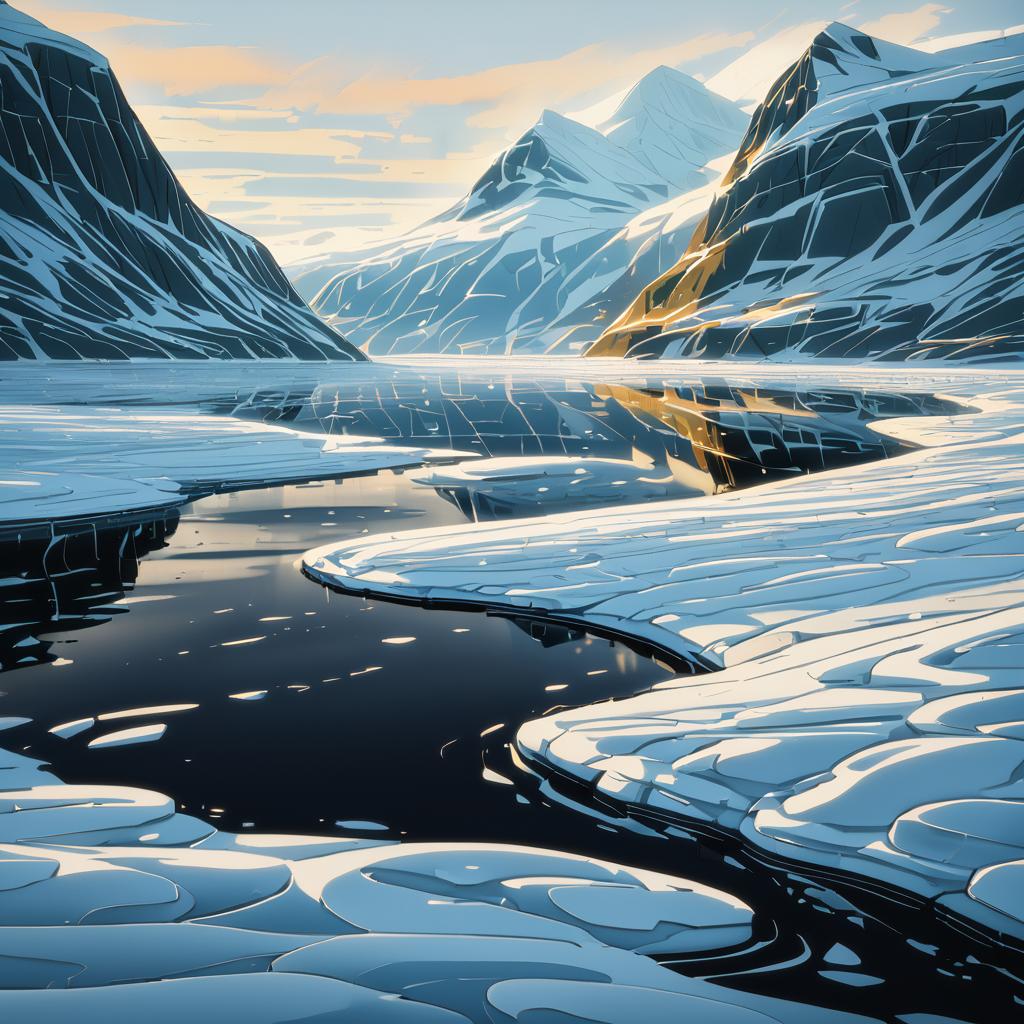 Stylized Arctic Fjord in Early Morning