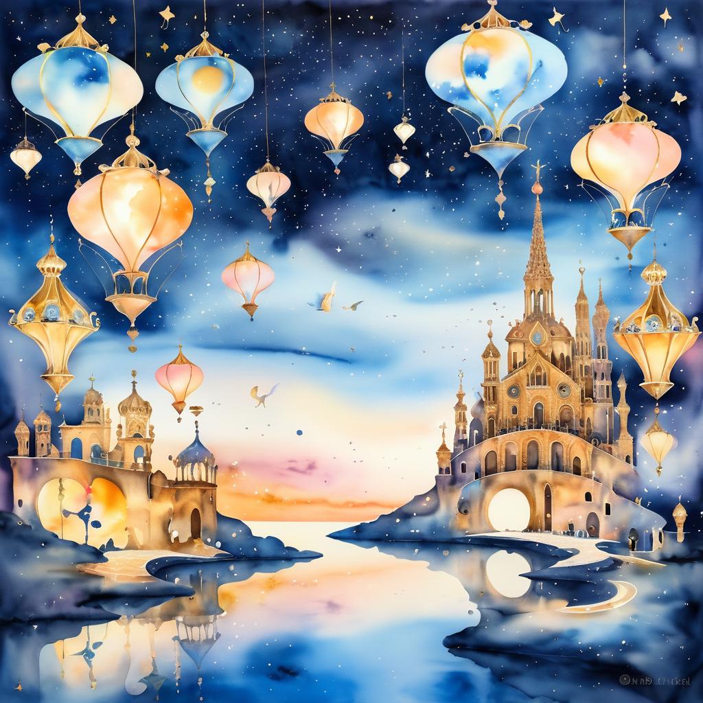 Dreamy Surrealist Watercolor Landscape