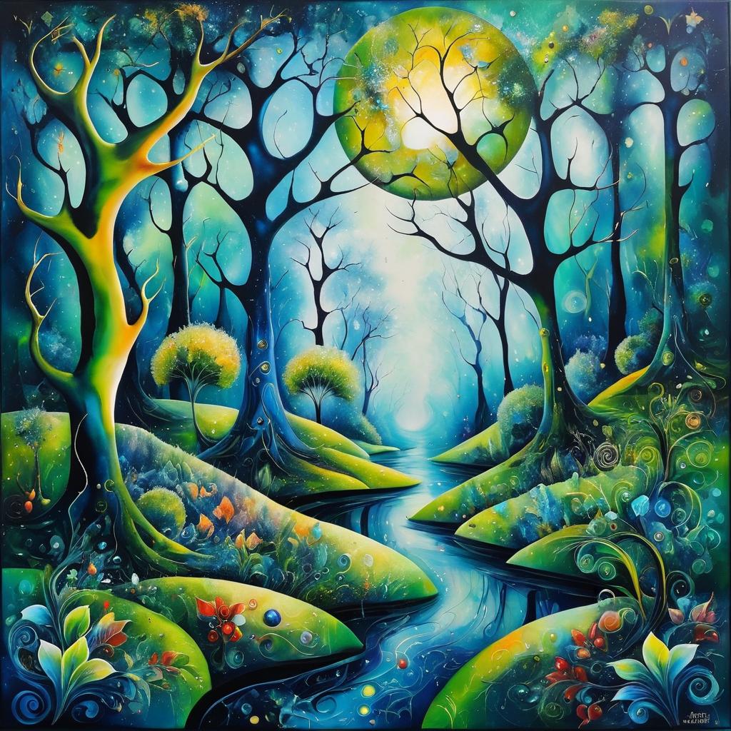 Surreal Mystical Forest Landscape Art