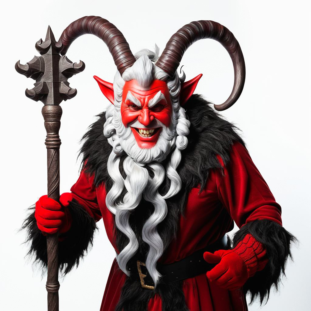 Grinning Old Man in Krampus Costume