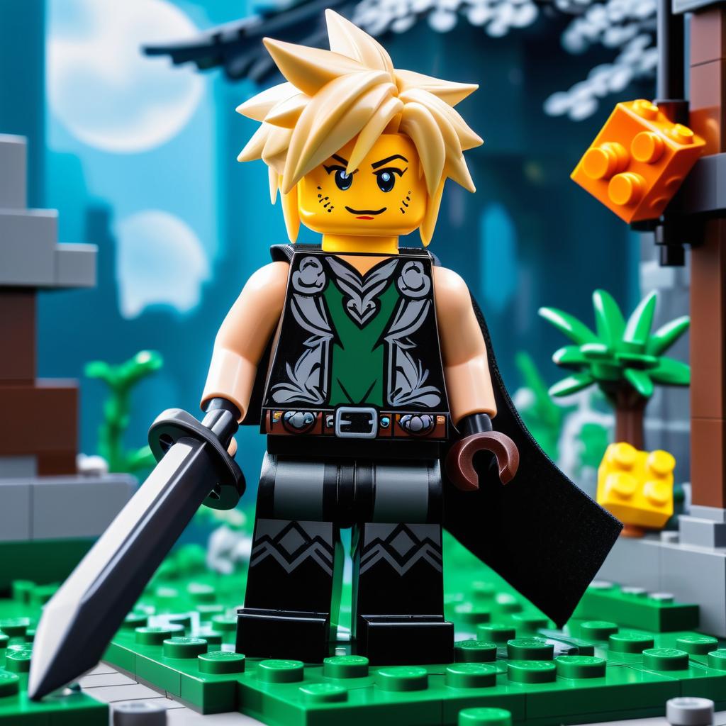 Lego Cloud Strife Figurine in Midgar