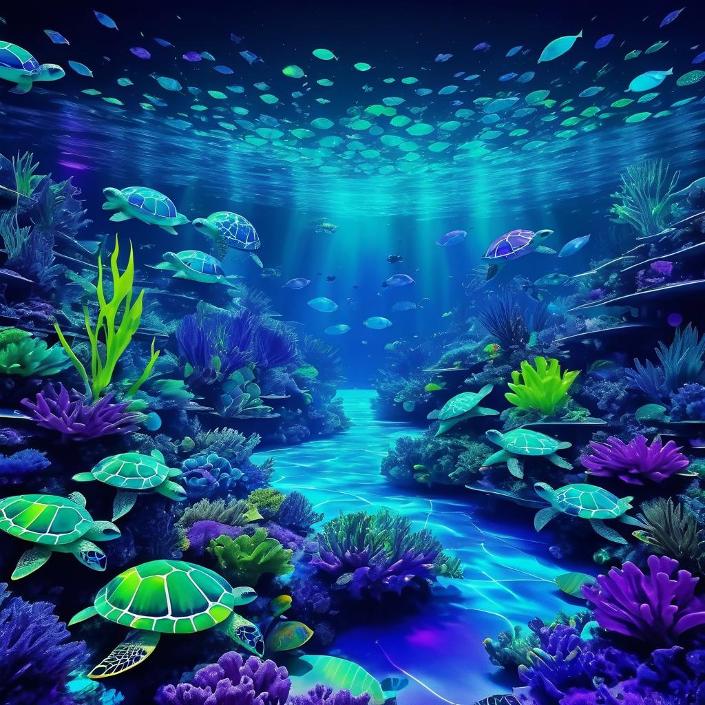 Underwater Rave with Bioluminescent Turtles