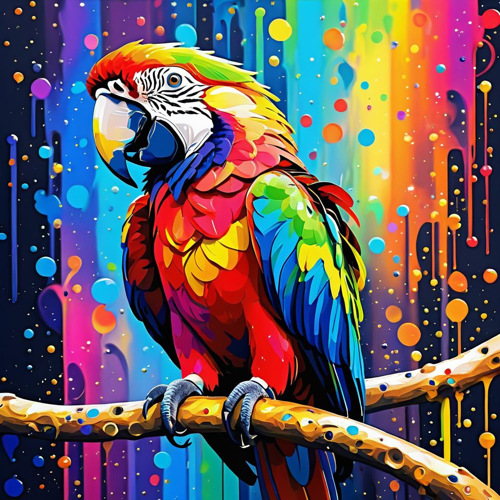 Vibrant Macaw Art in Klimt Style