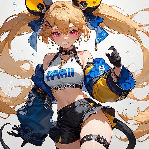 Anime Girl with Twintails and Colorful Outfit