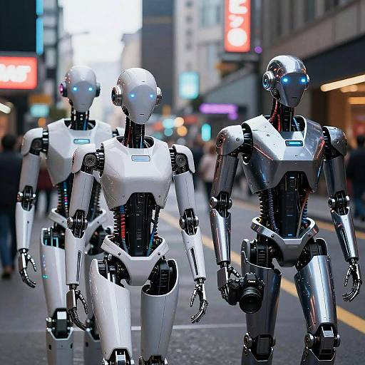 Realistic Sci-Fi Androids Neon Street