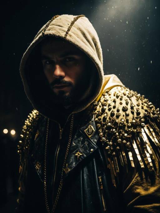 Man in Elaborate Hooded Cosplay Costume