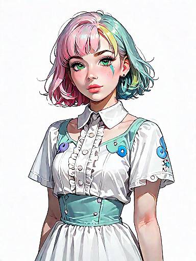 Whimsical Pastel Skater Dress Character