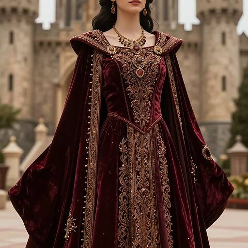 Fantasy Noble Clothing with Velvet and Embroidery