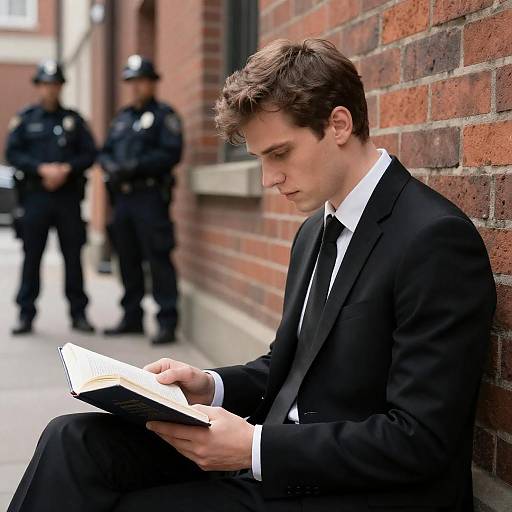 Focused Reader in Urban Setting