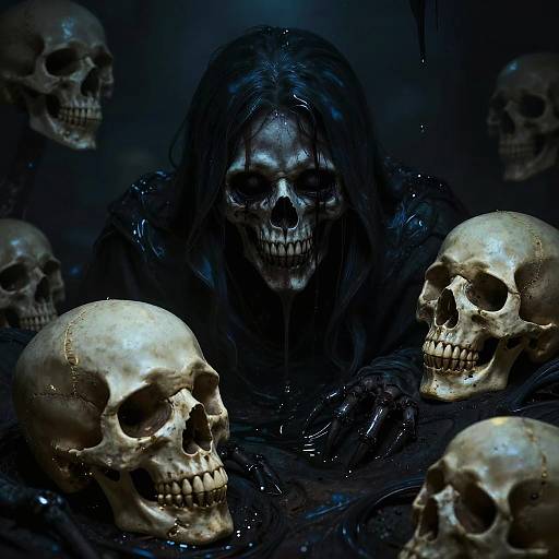 Sinister Skeletal Figure in Dark Fabric