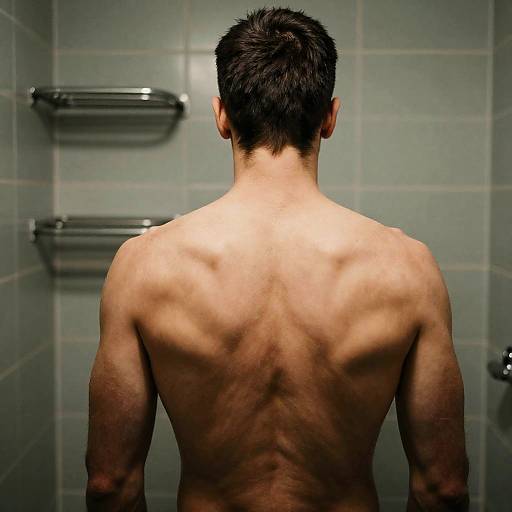 Muscular Man in Shower Portrait