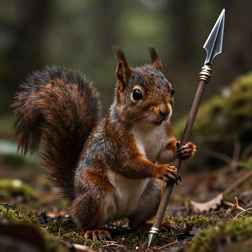Whimsical Forest Creature with Spear