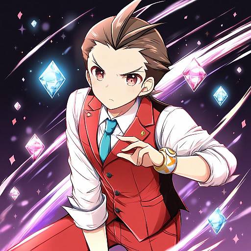 Illustration of Apollo justice, ace attorney in the style of Nanase miori