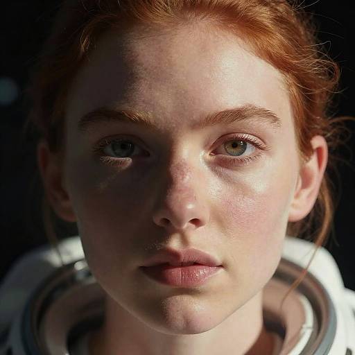 Close-up of Red-haired Female Space Explorer