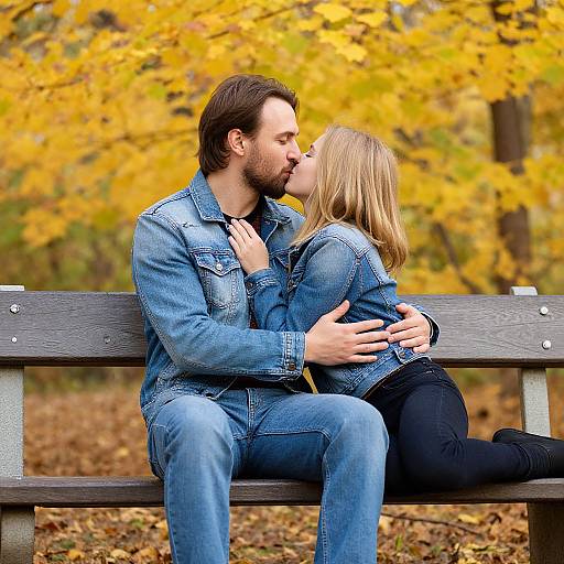 Romantic Couple in Autumn Park