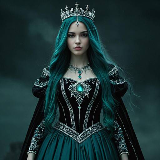 Princess with Teal Hair and Moonstone Crown