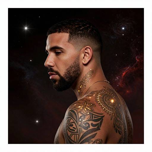 Drake Album Cover with Cosmic Tattoos