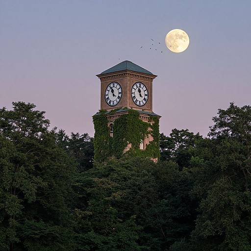 Lush Clock Tower at Twilight