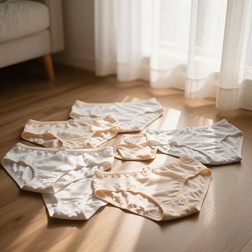Photograph of shiny silver baby shoes and socks laid on wooden floor, illuminated by bright sunlight through sheer white curtains.