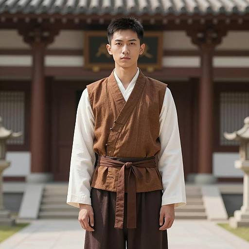 Young Man in Traditional Asian Clothing