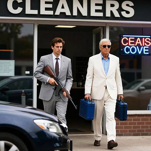 Dramatic Exit from Cleaners Store